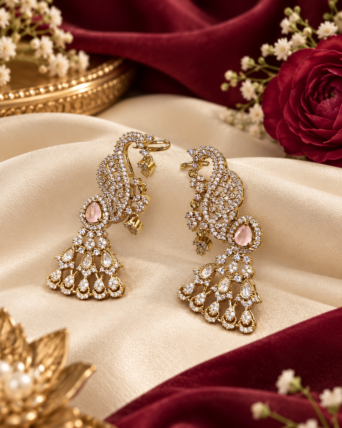 Heritage Peacock Cascade AD Earrings